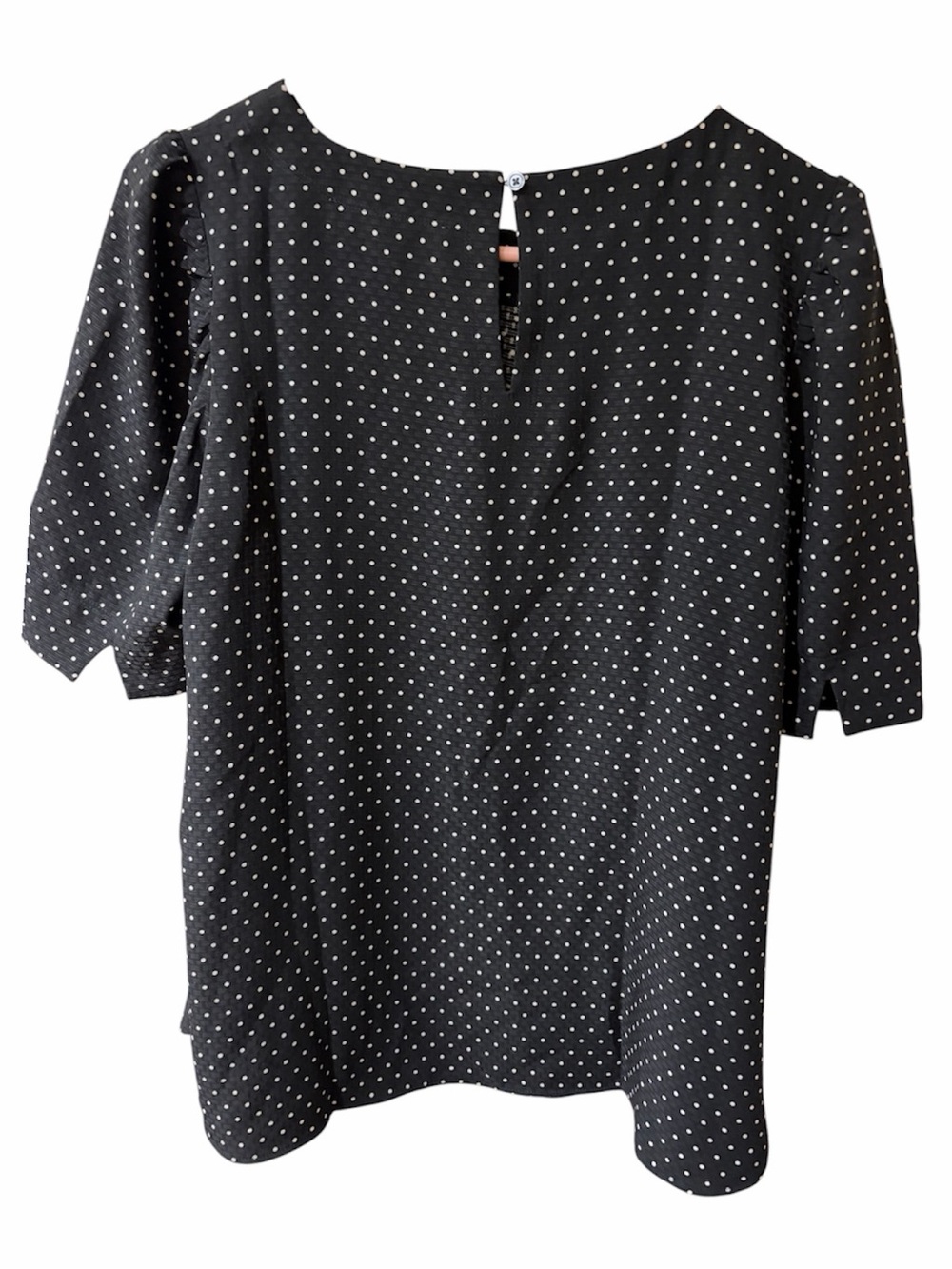 LOFT Black & White Polka Dot Blouse - Size S - Picture 2 of 6